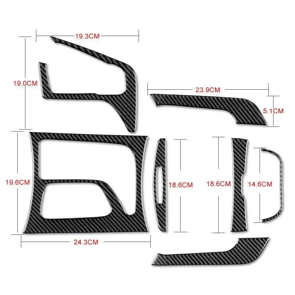 Dodge Charger 2015-2023 Carbon Fiber Front & Rear Center Console Panel Trim Overlays