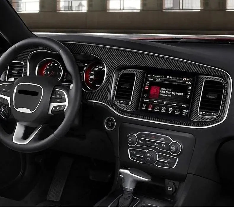 Dodge Charger 2015-2023 Real Carbon Fiber Full Dash Trim Kit Overlay