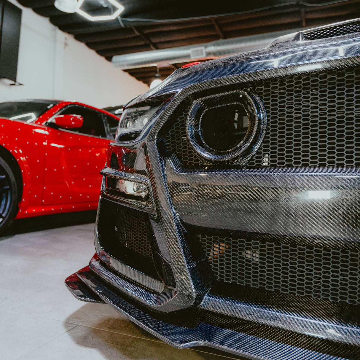 2018-2023 Ford Mustang GT500/Mach1 Combo Double Sided Full Carbon Fiber Track Package Front Bumper Conversion