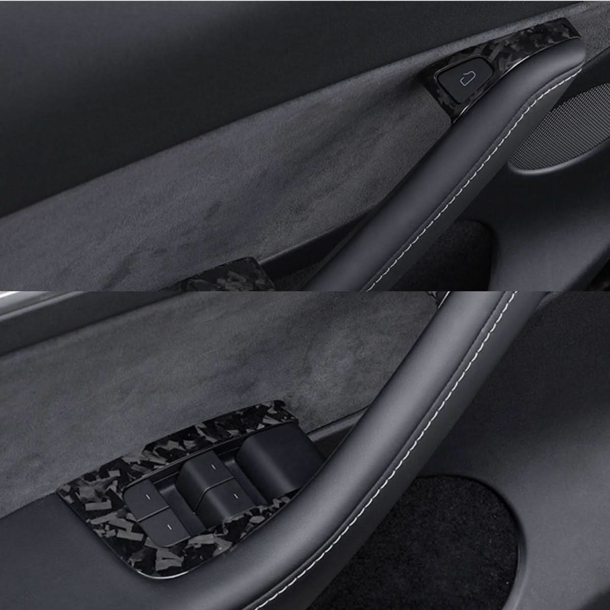 Dry Carbon Fiber Window & Door Switch Covers for Model Y / Model 3（Left Hand Drive）