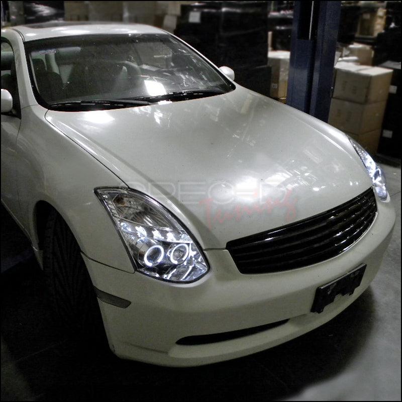 Infiniti G35 Coupe Black/Chrome/Smoke  Projector Headlights with Dual Halo Feature (2003-2007) - K2 Industries