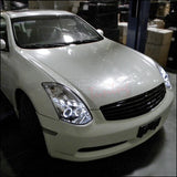 Infiniti G35 Coupe Black/Chrome/Smoke  Projector Headlights with Dual Halo Feature (2003-2007) - K2 Industries
