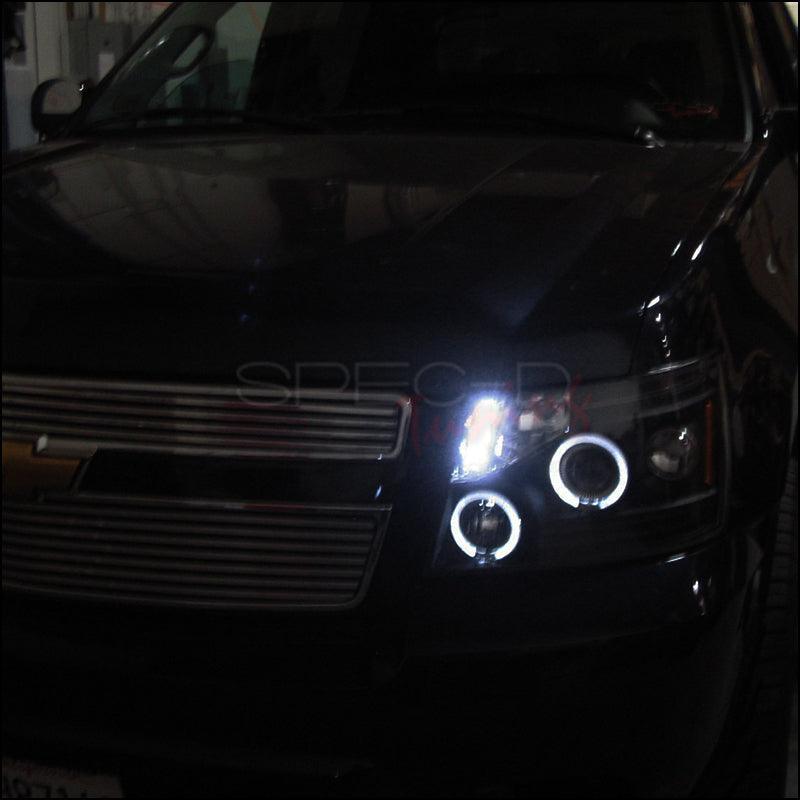Spec-D Projector Headlights Chevy Tahoe / Avalanche [Dual Halo LED] (07-13) Black Housing