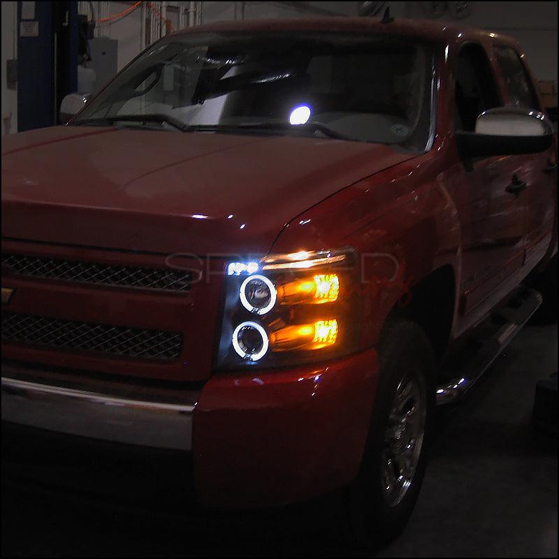 Spec-D Projector Headlights Chevy Silverado (2007-2013) Dual Halo - Black or Chrome