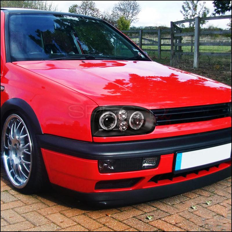 Spec-D Projector Headlights VW Golf MK3 / Cabrio (93-98) Halo LED - Black or Chrome