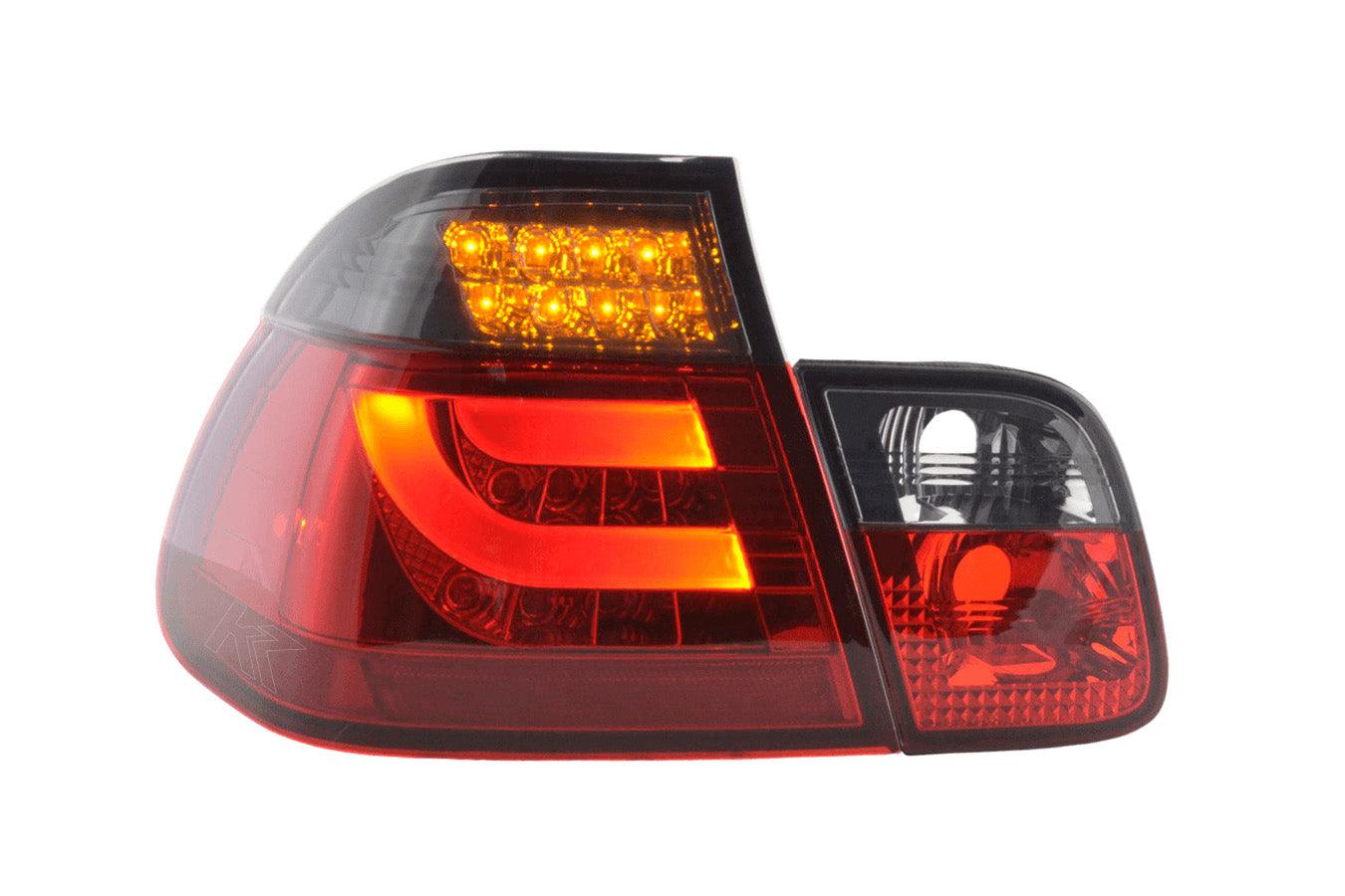 E46 Sedan LED Bar Smoked/Red Tail Lights (98-01) - K2 Industries