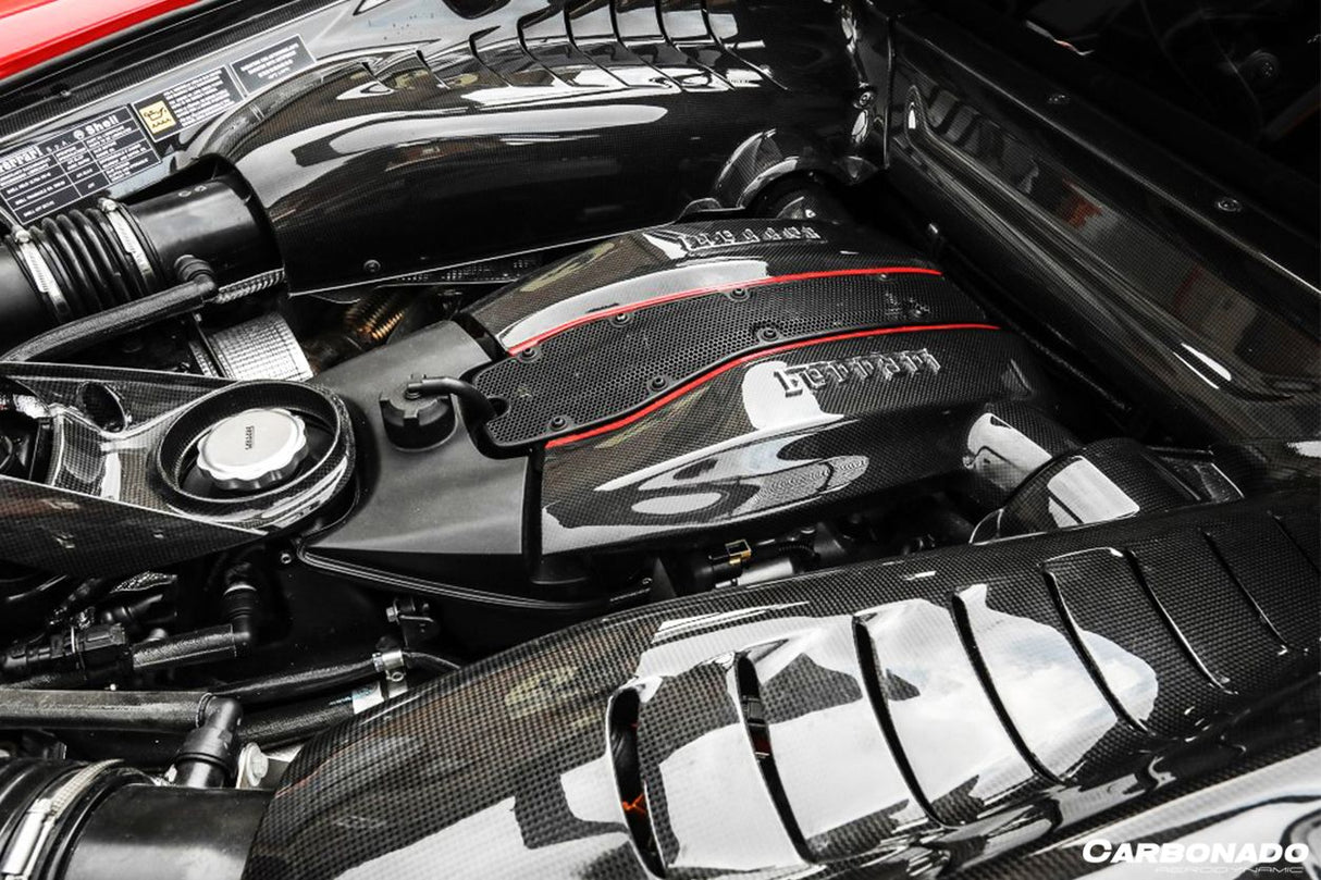 2015-2023 Ferrari Autoclave Carbon Fiber Engine Bay Panels With Heat Protection Carbonado (OE) Fits: 488 GTB, 488 PISTA, F8