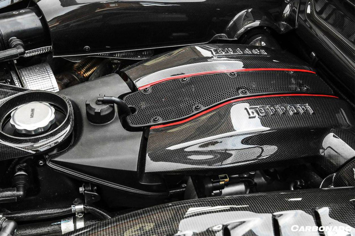 2015-2023 Ferrari Autoclave Carbon Fiber Engine Bay Panels With Heat Protection Carbonado (OE) Fits: 488 GTB, 488 PISTA, F8