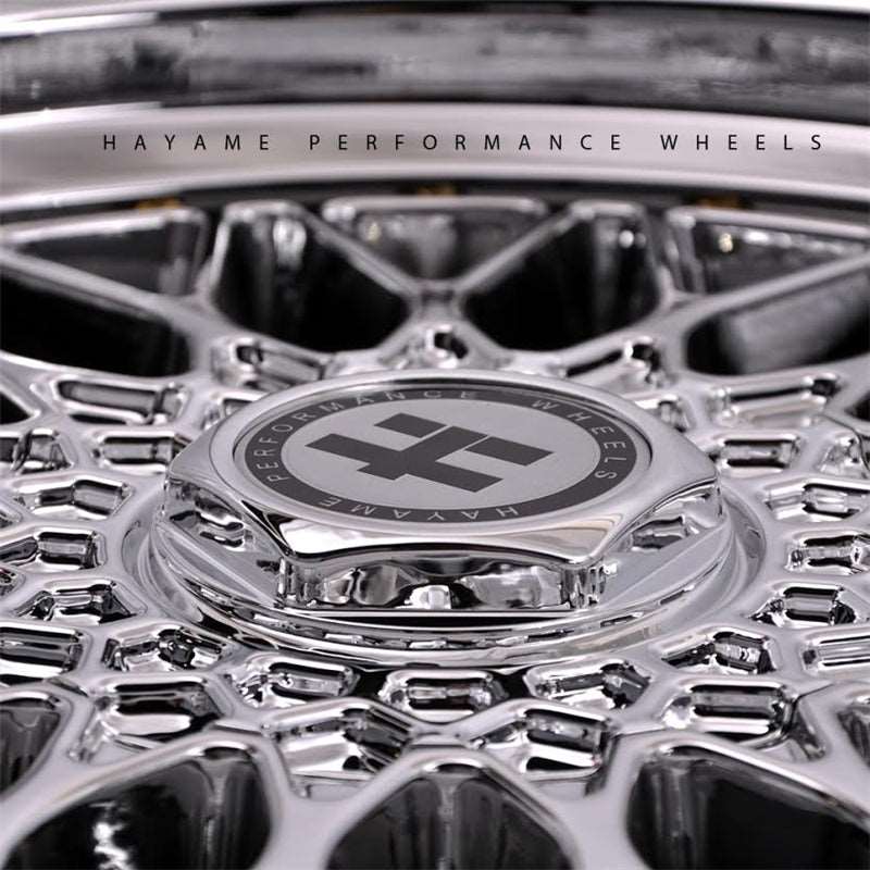 17x8.5 In Platinum Chrome Hayame Performance Wheel Rims Gold Accent