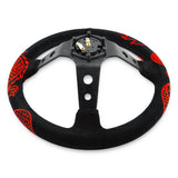 Track Ready Universal 350mm 3" Deep Dish 6-Bolt Steering Wheel Red Suede Alcantara