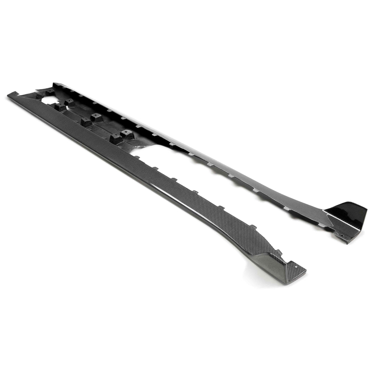 Carbon fiber rocker panel splitters for 2020-2022 Ford Mustang Shelby GT500
