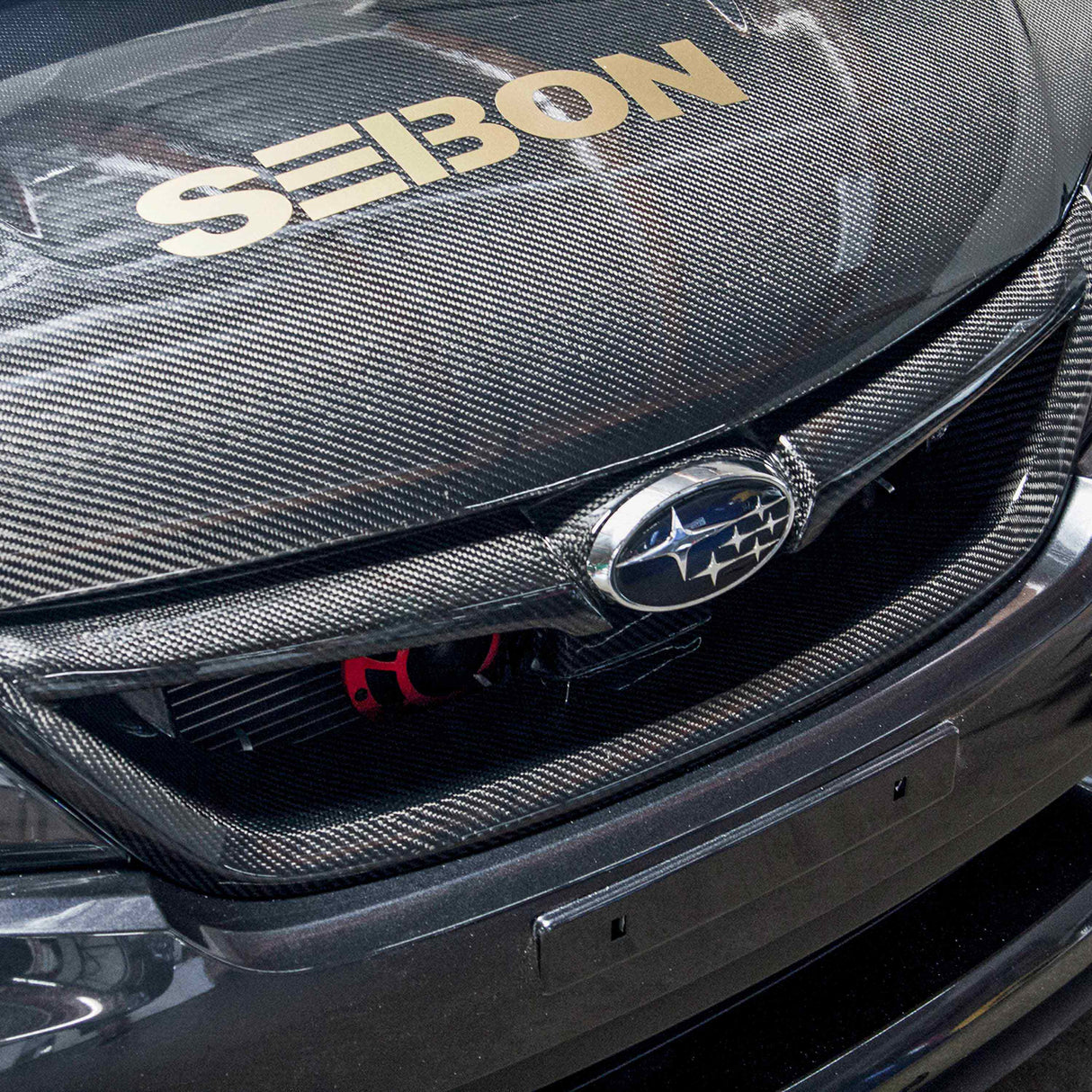 STI-style carbon fiber front grille for 2011-2014 Subaru WRX STi