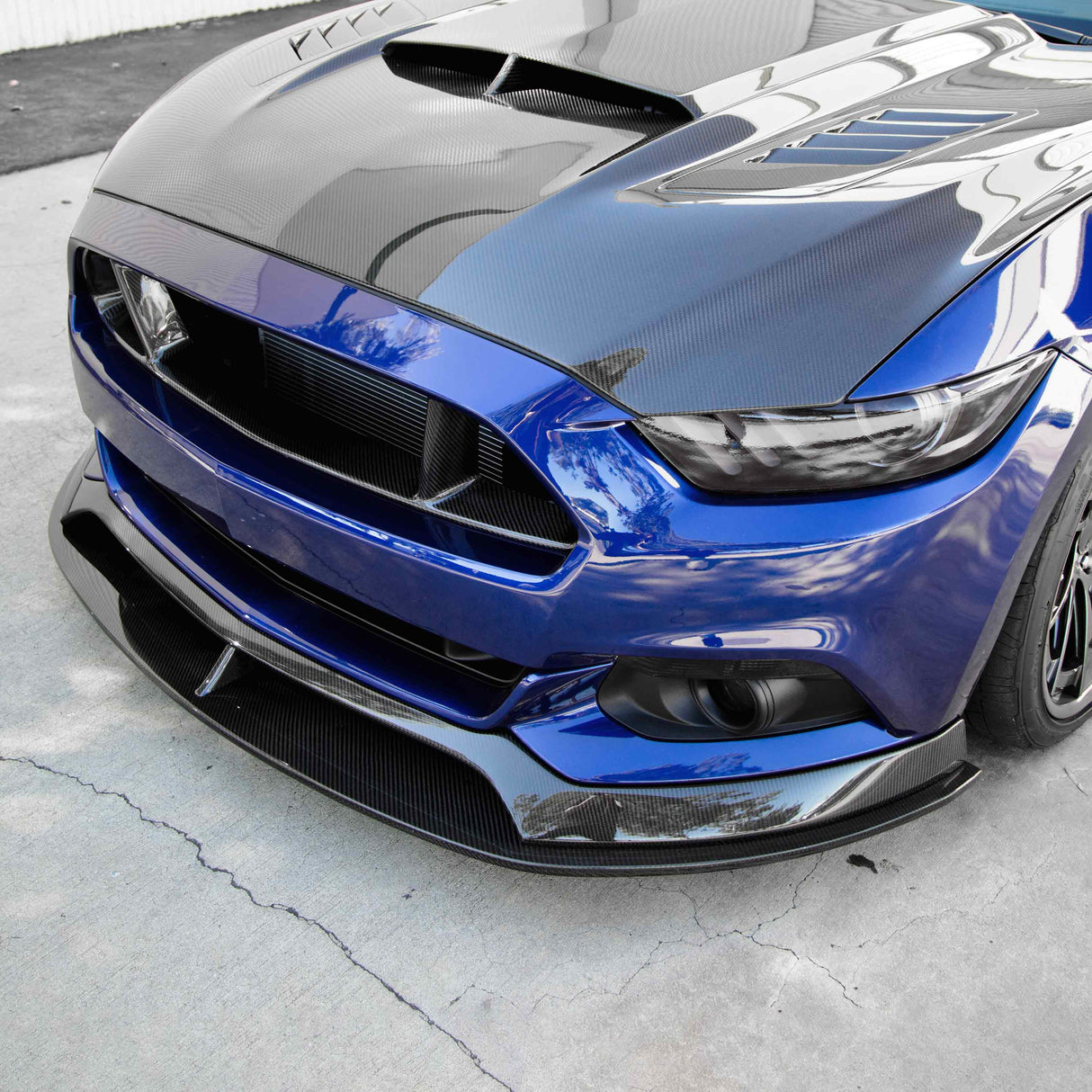 Type-AR carbon fiber front chin splitter for 2015-2017 Ford Mustang