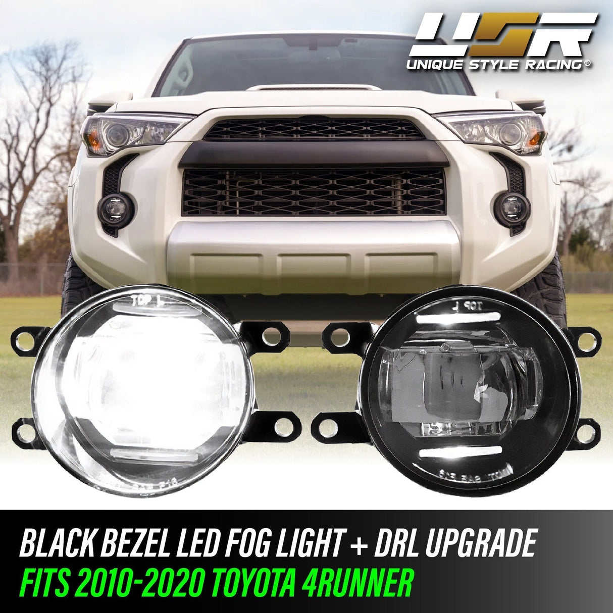 2010-2019 Toyota 4Runner Projector LED Fog Lights - Black Bezel