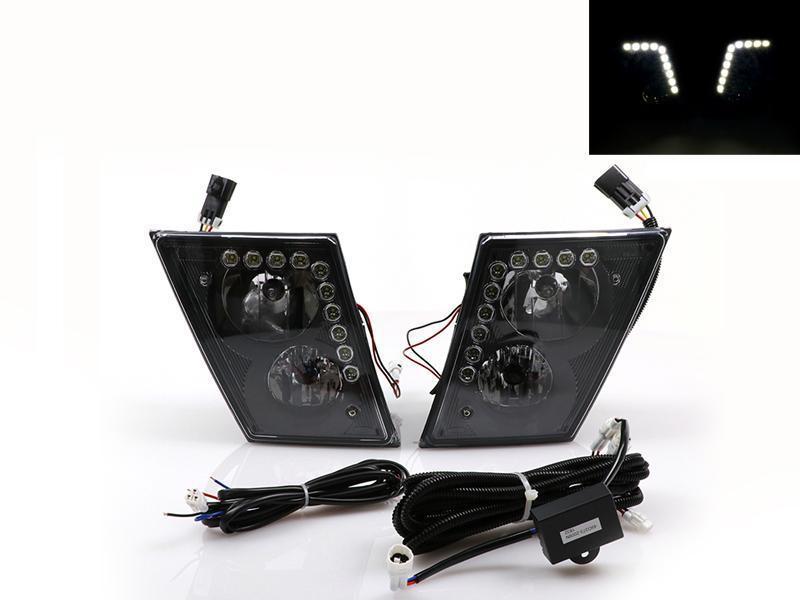 2003-2015 Volvo Vn Series Hd Truck W/Led Drl Black Fog Lights Set