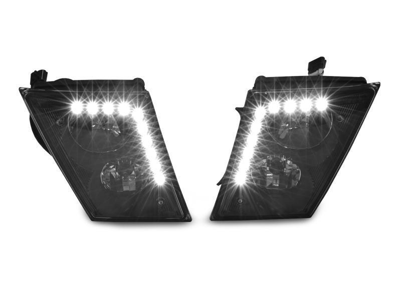 2003-2015 Volvo Vn Series Hd Truck W/Led Drl Black Fog Lights Set