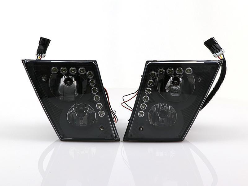 2003-2015 Volvo Vn Series Hd Truck W/Led Drl Black Fog Lights Set