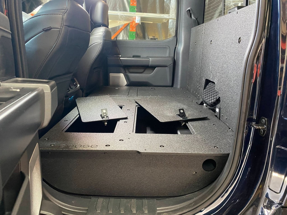 Ford Super Duty Ford - F250-F550 - 2023-Present - 5th Gen. Crew Cab - Second Row Seat Delete Plate System with Factory B&O Subwoofer Center Wall with Exterior Port