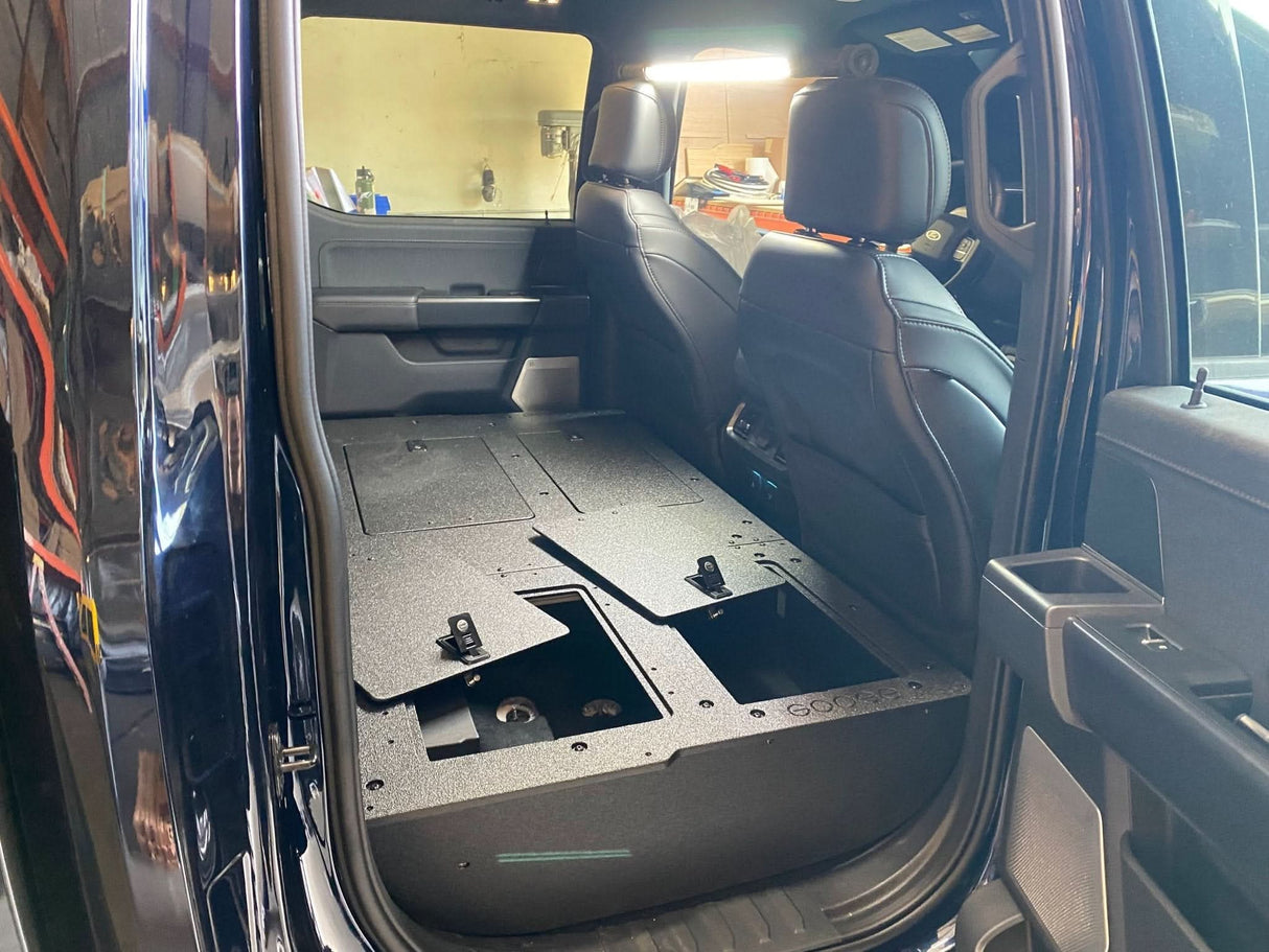 Ford Super Duty Ford - F250-F550 - 2023-Present - 5th Gen. Crew Cab - Second Row Seat Delete Plate System with Factory B&O Subwoofer Center Wall with Exterior Port