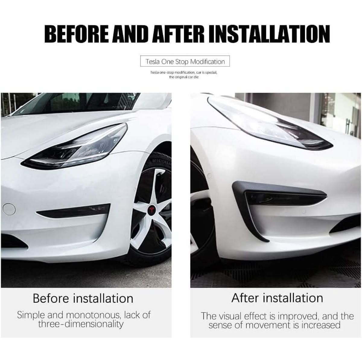 Front Fog Light Eyebrow Trim for Model 3/Y | 4 Finishes | 2-Pack