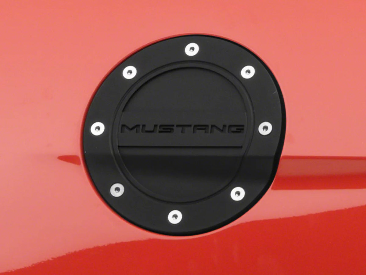 Speedform Lower Door Speaker Trim With Blue 2.3t Logo; Brushed (15-23 Mustang Ecoboost)