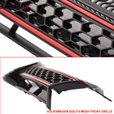 Fits 10-14 Golf MK6 Mesh GTI Black Red Front Grille Logo Base - ABS