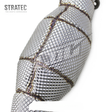 High‑Flow Catted Stainless Steel Downpipe with Heat Shield for Nissan GT‑R R35 3.8TT