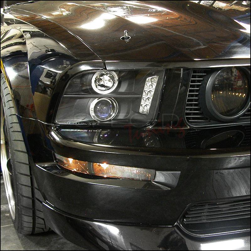 Spec-D Projector Headlights Ford Mustang S197 (05-09) w/ Halo & LED Strip - Black or Chrome