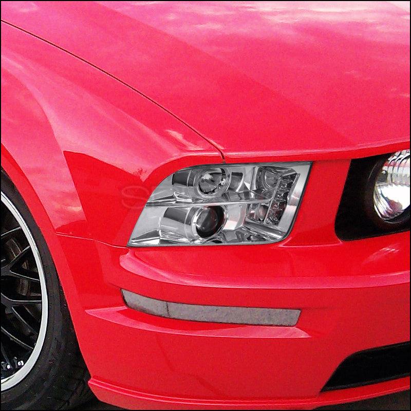 Spec-D Projector Headlights Ford Mustang S197 (05-09) w/ Halo & LED Strip - Black or Chrome