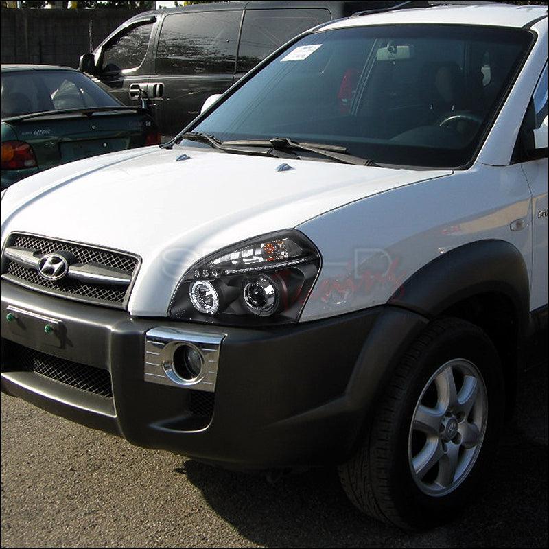 Spec-D Projector Headlights Hyundai Tucson (2005-2007) w/ LED Halo - Black or Chrome