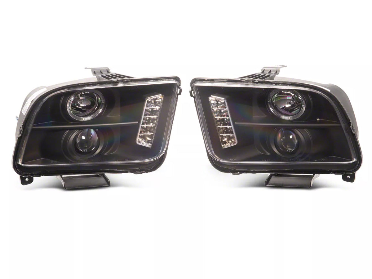 Raxiom Led Halo Projector Headlights; Black Housing; Clear Lens (05-09 Mustang W/ Factory Halogen Headlights, Excluding Gt500)