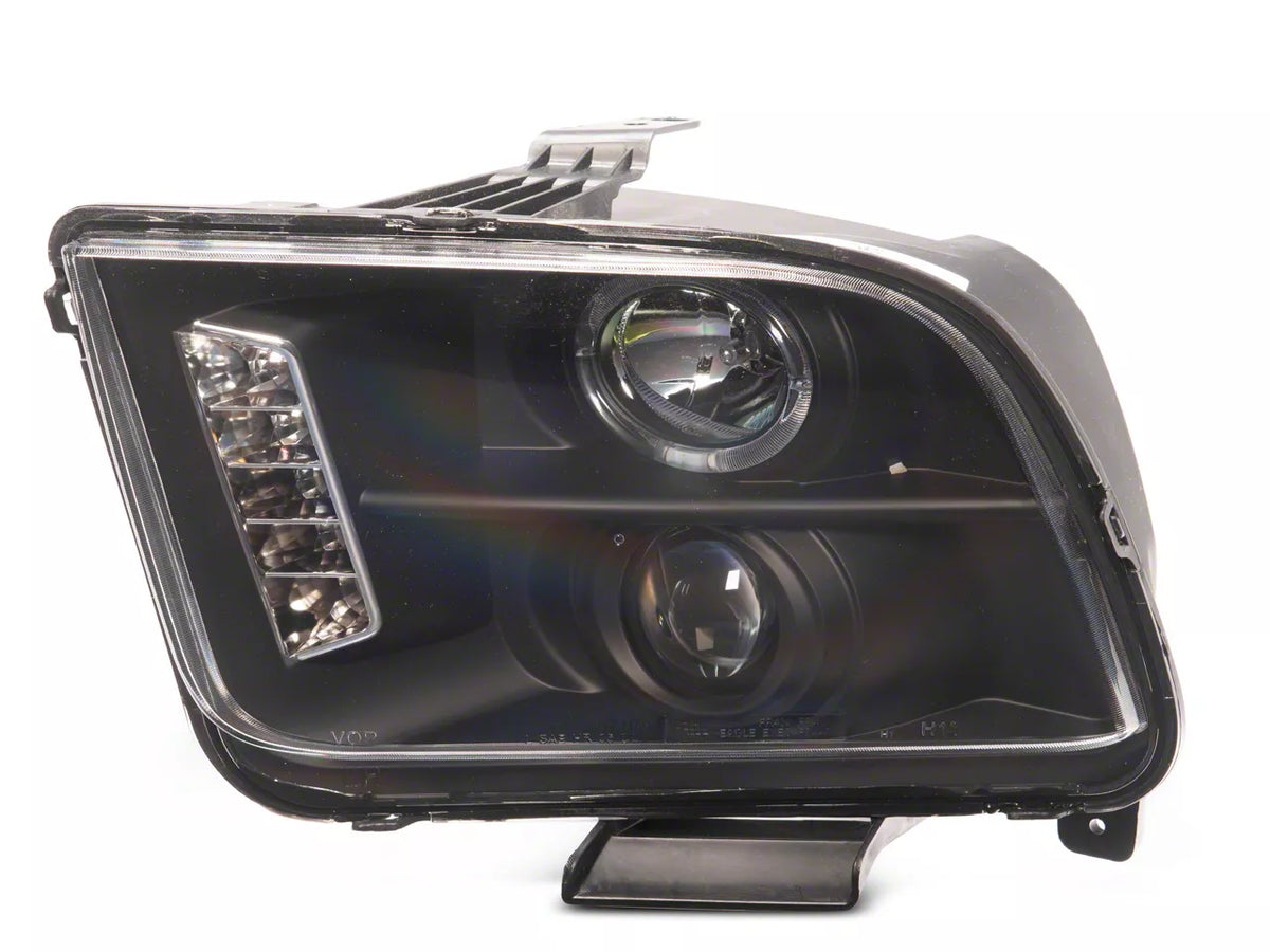 Raxiom Led Halo Projector Headlights; Black Housing; Clear Lens (05-09 Mustang W/ Factory Halogen Headlights, Excluding Gt500)