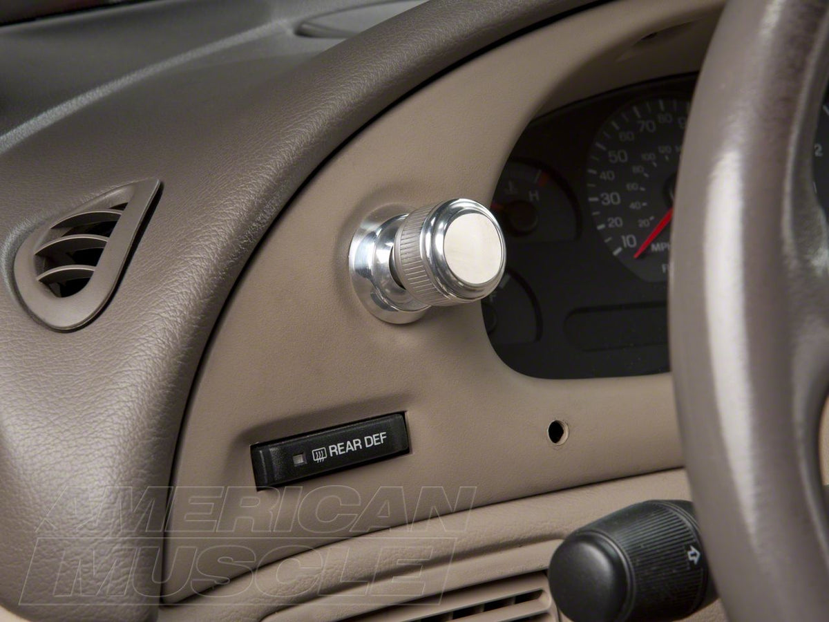 Speedform Modern Billet Headlight Knob Bezel; Polished (94-04 Mustang)