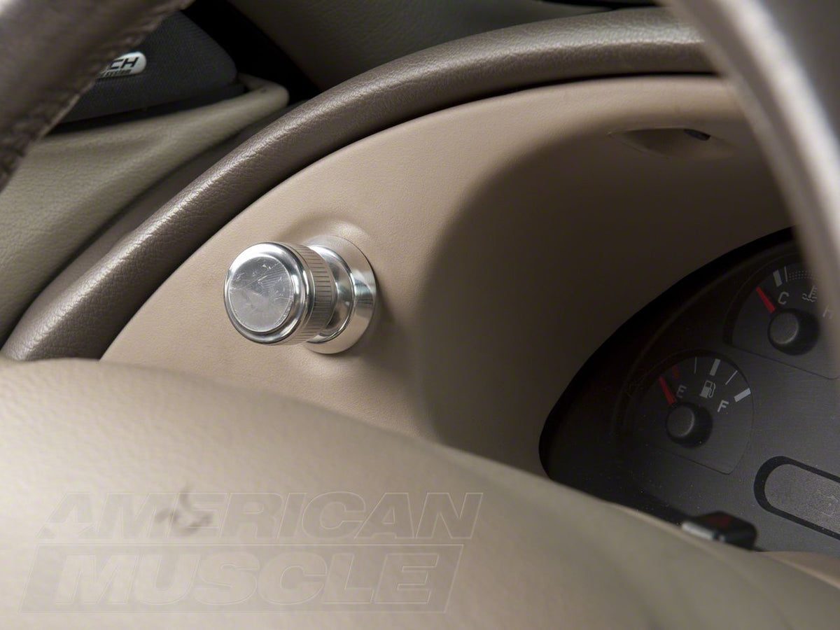 Speedform Modern Billet Headlight Knob Bezel; Polished (94-04 Mustang)