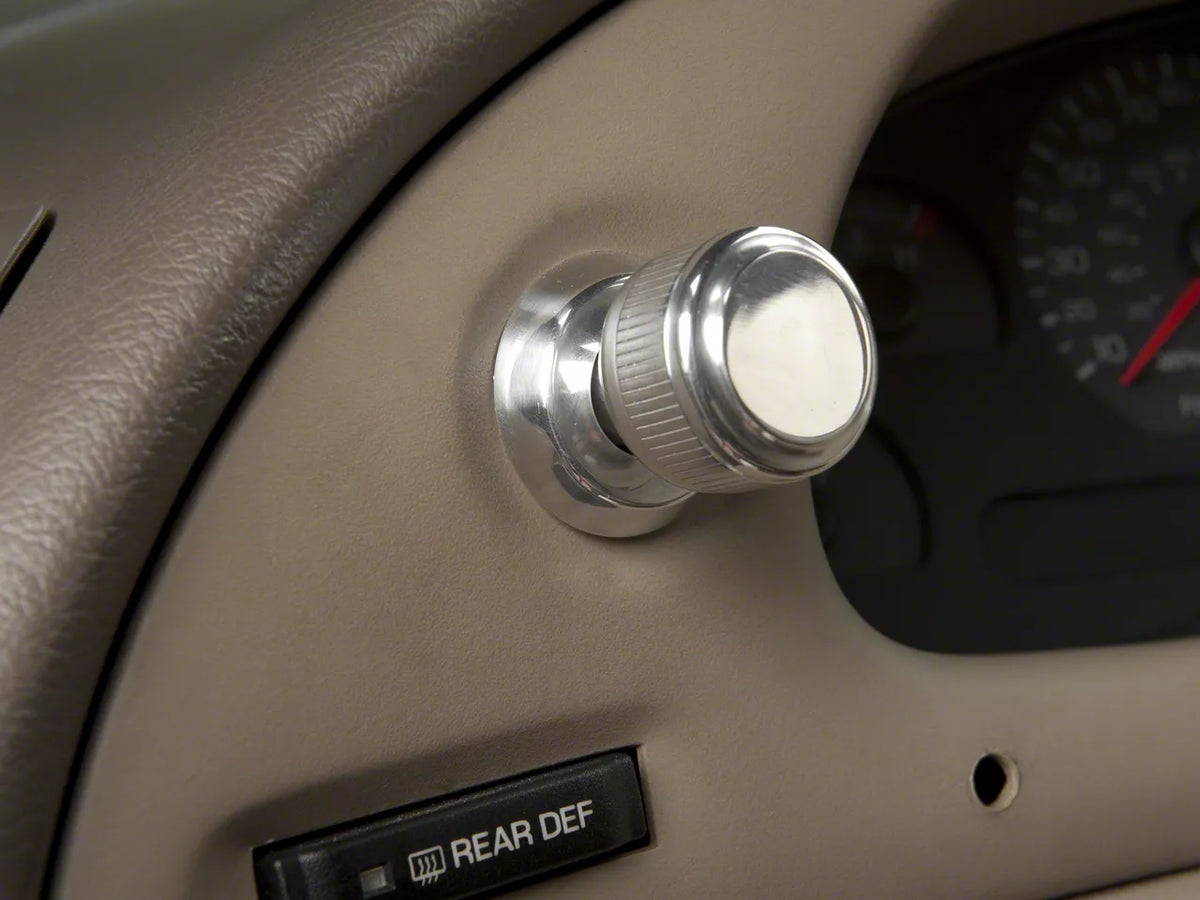 Speedform Modern Billet Headlight Knob Bezel; Polished (94-04 Mustang)