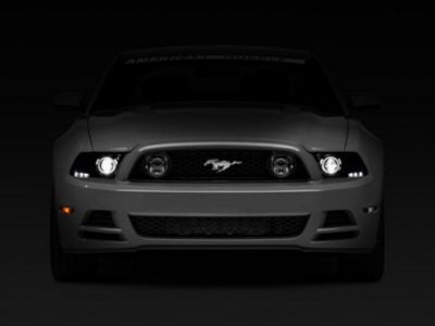 Raxiom LED Halo Projector Headlights; Black Housing; Smoked Lens (13-14 Mustang w/ Factory HID Headlights)