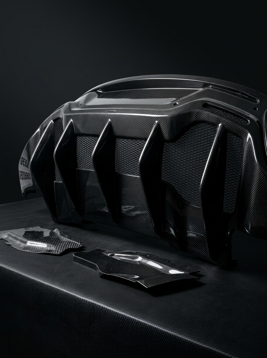 2015+ McLaren 540C 570S 570GT 600LT Multi-Fin Diffuser 3-Piece Rear Bumper - Dry Carbon Fiber