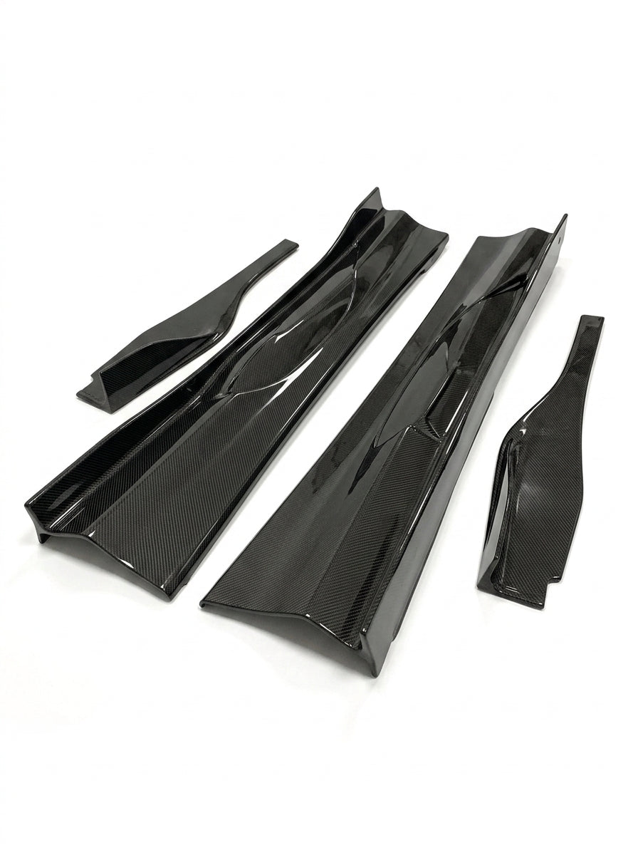 McLaren 720S Spider 765LT Style Dry Carbon Fiber Side Skirts Polished Finish 2017 - 2019 Pair