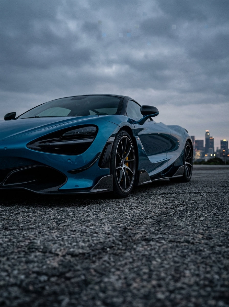 McLaren 720S Spider 765LT Style Dry Carbon Fiber Side Skirts Polished Finish 2017 - 2019 Pair
