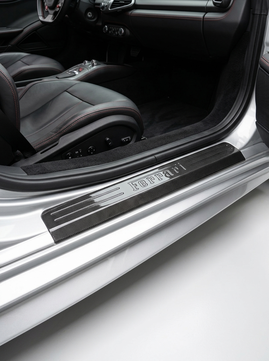 2010-2016 Ferrari 458 Italia Spider Sports Style Door Sill Plates - Dry Carbon Fiber