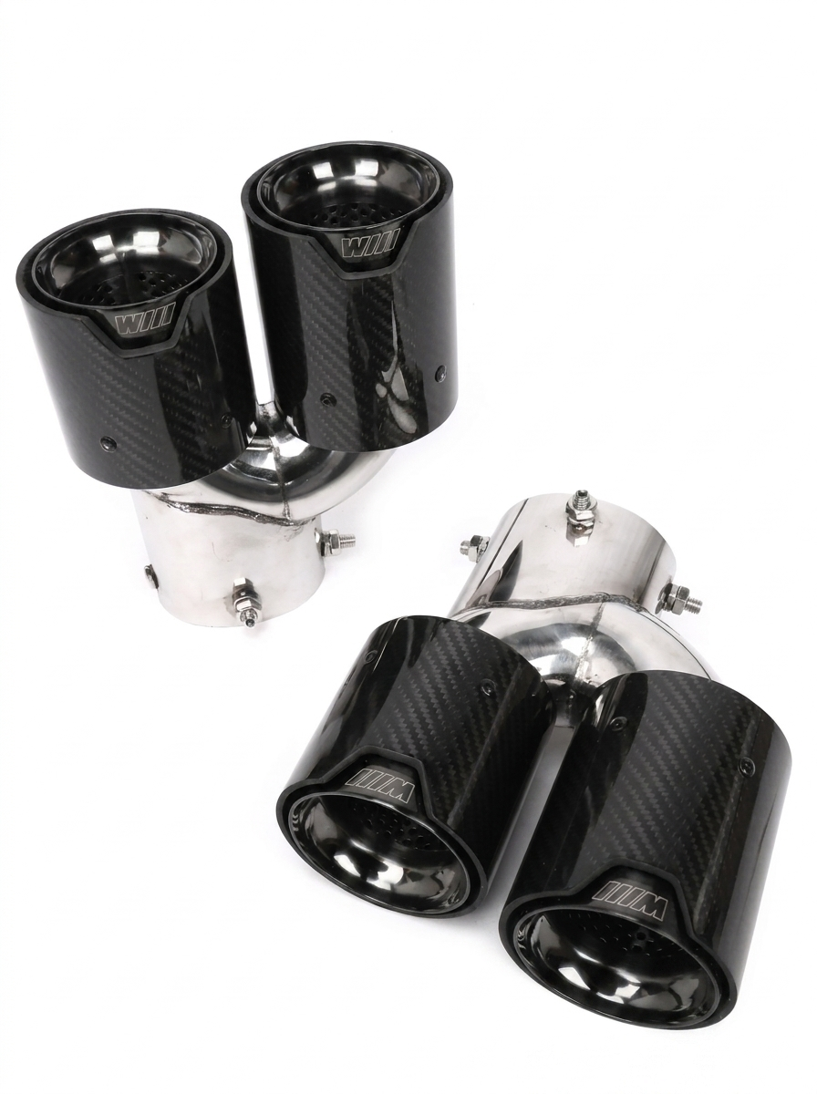 Carbon Fiber Dual Exhaust Tips for BMW M340i M240i M440i | G20 G42 G22 G23 G26 | Y-Pipe Single-to-Dual Conversion | Sold as Pair