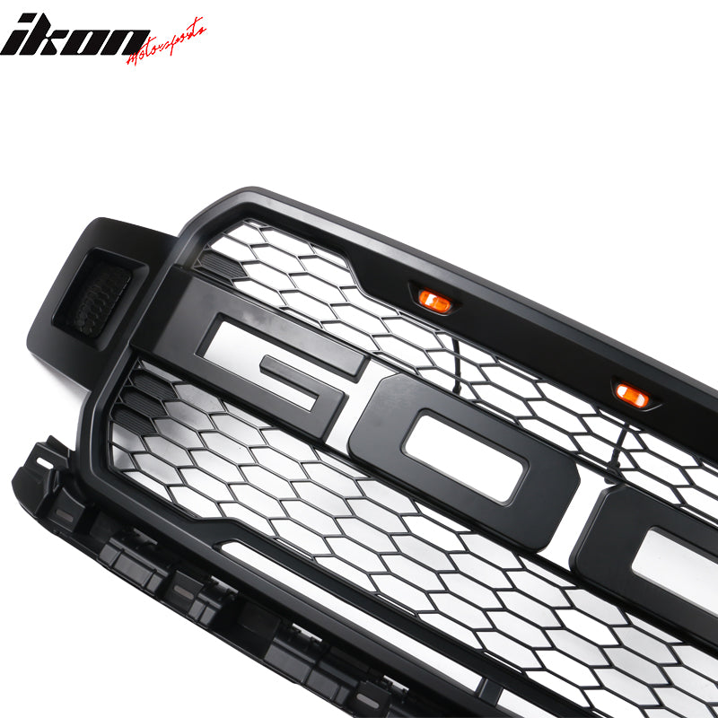 2018-2020 Ford F150 R Style Front Bumper Hood Grille Matte Black