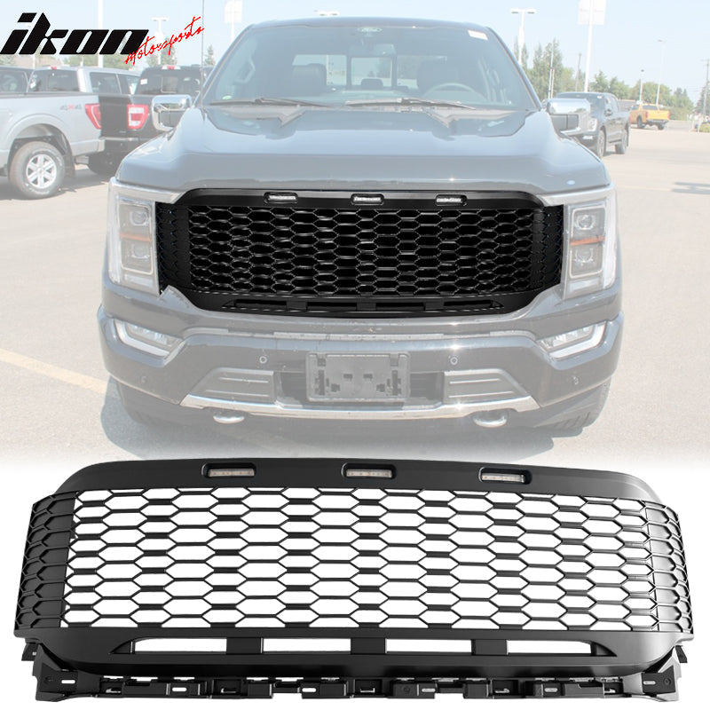 2021-2023 Ford F-150 Grill R Style Front Mesh Car Grille w/ LED ABS
