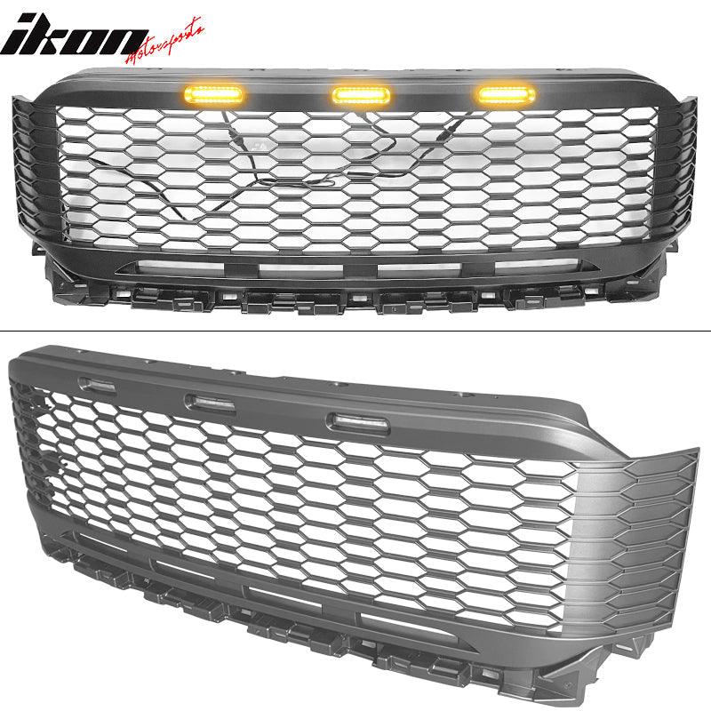 2021-2023 Ford F-150 Grill R Style Front Mesh Car Grille w/ LED ABS