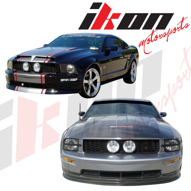 2005-2009 Ford Mustang V8 Unpainted Mesh Front Hood Grill + Fog Lights