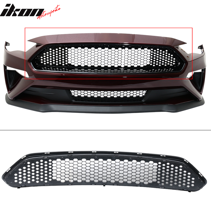 2018-2023 Ford Mustang Mesh Style Black Upper Grille ABS Plastic