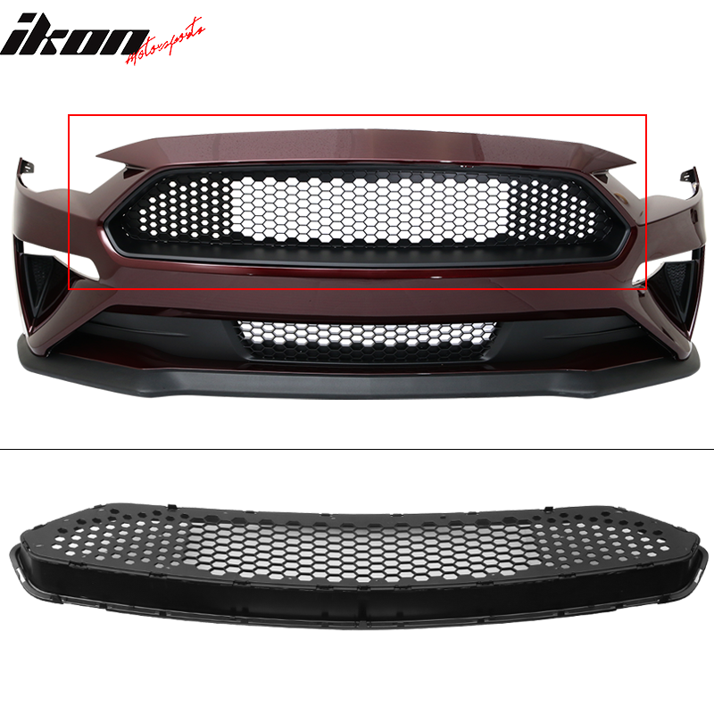 2018-2023 Ford Mustang Mesh Style Black Upper Grille ABS Plastic