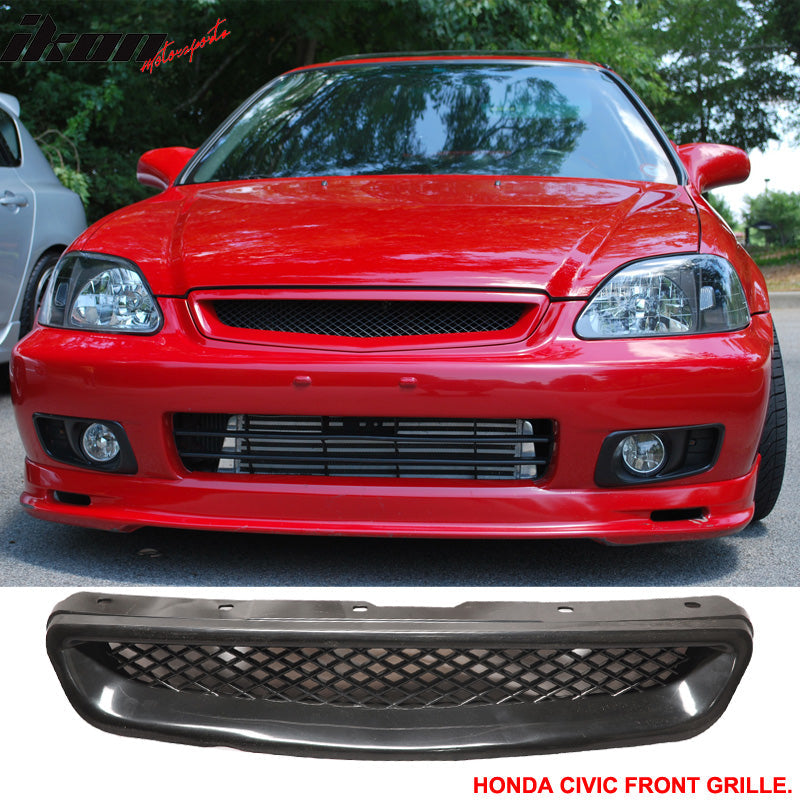 Fits Civic 99-00 Mugen Front Bumper Lip Front Grille Sun Window Visor