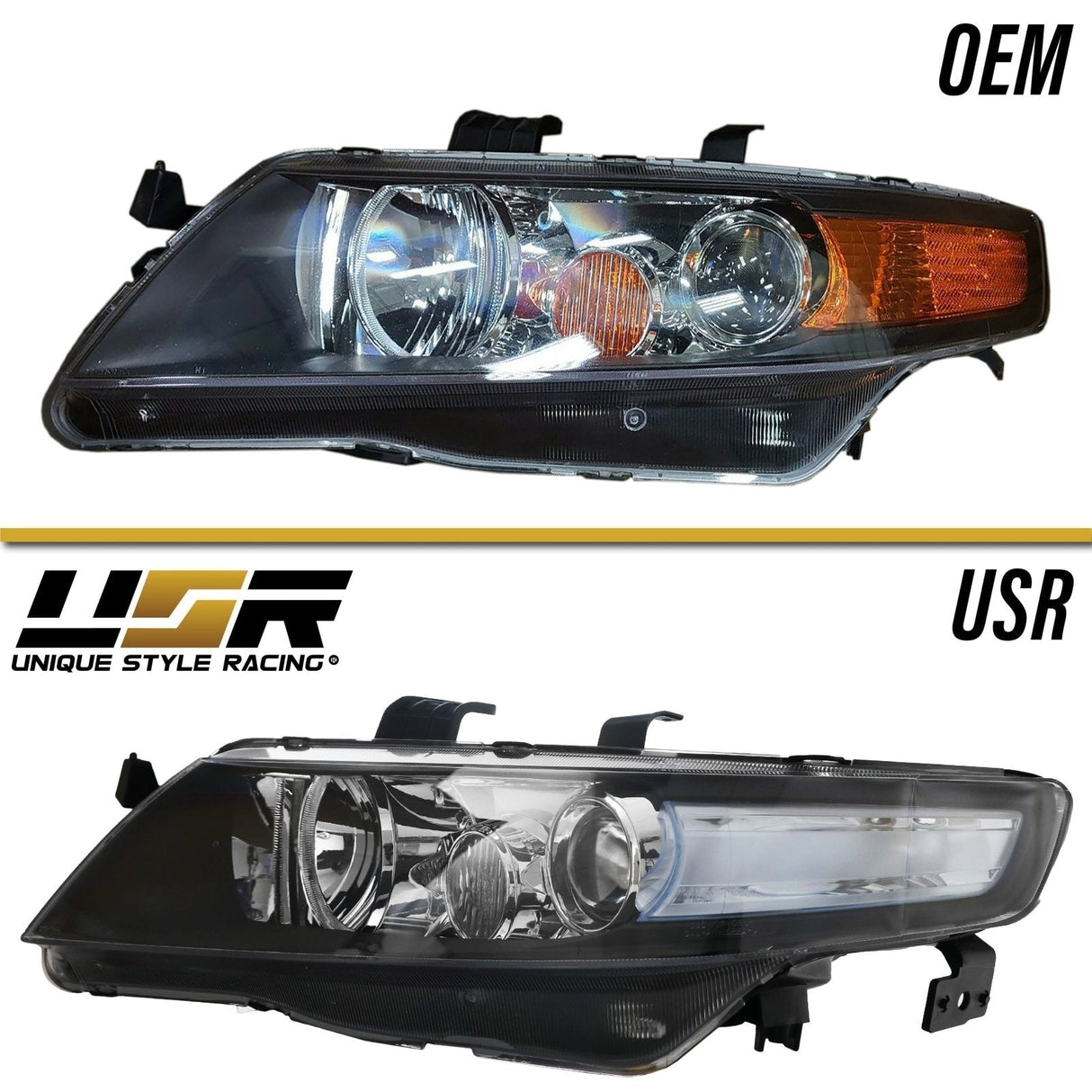 2004-2008 Acura TSX JDM Euro-R Style Clear D2S Headlights
