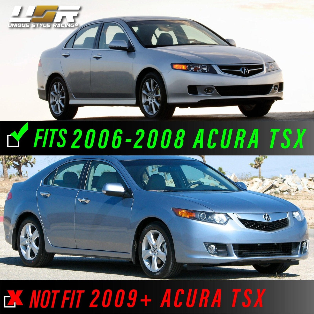 2004-2008 Acura TSX JDM Euro-R Style Clear D2S Headlights